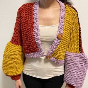 Cardigan Hand-Knitted Crop Top Gift for her Birthday Gift for Girlfriend